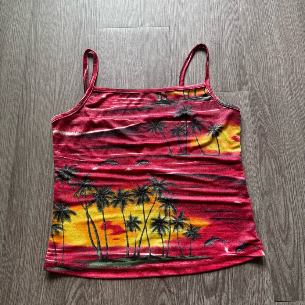 Tropical print tank top